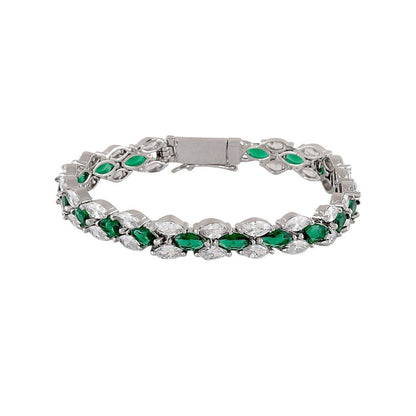 Moissanite Gold - Plated Bracelet with Floral & Trillion - Cut Design - Auraa Trends - Moissanite Gold - Plated Bracelet