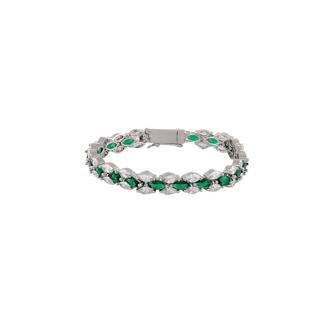 Moissanite Gold - Plated Bracelet with Floral & Trillion - Cut Design - Auraa Trends - Moissanite Gold - Plated Bracelet