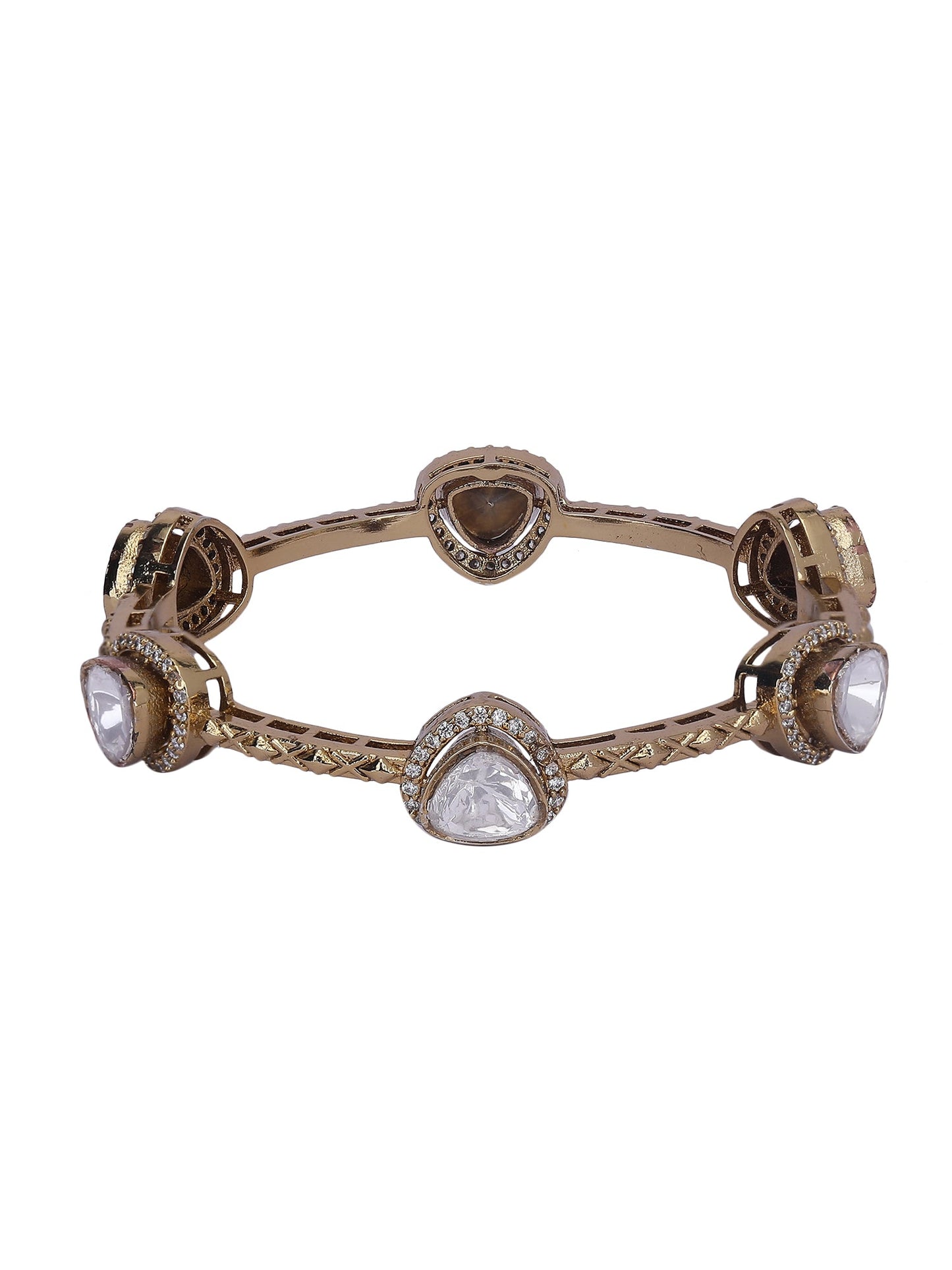 Moissanite Gold - Tone Bracelet Set - Auraa Trends - Bracelet - # - Auraa Trends - Moissanite Gold - Tone Bracelet Set