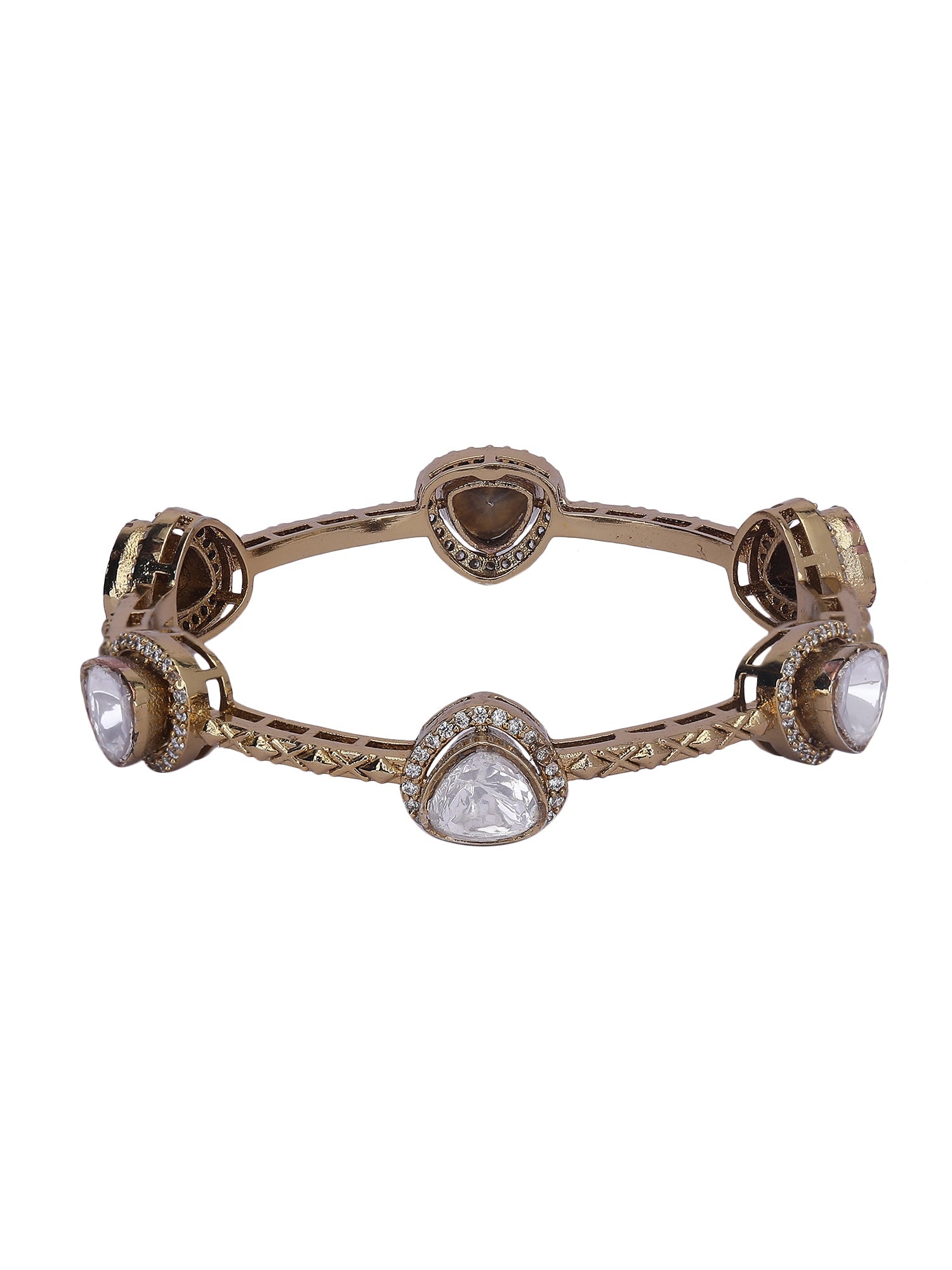 Moissanite Gold - Tone Bracelet Set - Auraa Trends - Bracelet - # - Auraa Trends - Moissanite Gold - Tone Bracelet Set