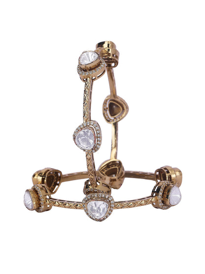 Moissanite Gold - Tone Bracelet Set - Auraa Trends - Bracelet - # - Auraa Trends - Moissanite Gold - Tone Bracelet Set
