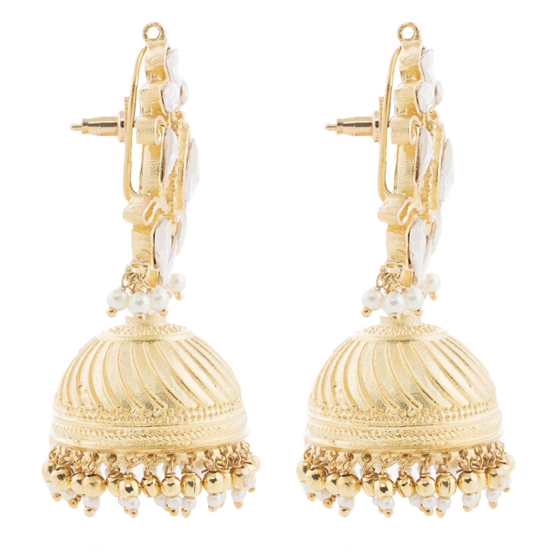 Moissanite Kundan Jhumka Earrings - Auraa Trends - Jhumka - Shop Mesmerizing Kundan Jhumka Earrings Online at best price.