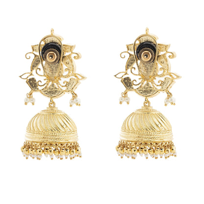 Moissanite Kundan Jhumka Earrings - Auraa Trends - Jhumka - # - Auraa Trends - Mesmerizing Kundan Jhumka Earrings Online
