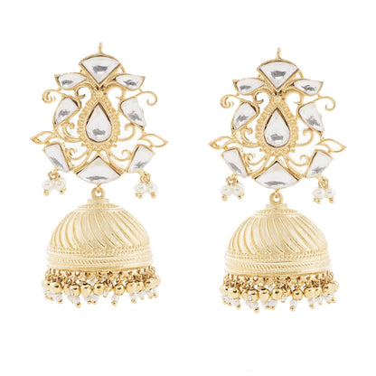 Moissanite Kundan Jhumka Earrings - Auraa Trends - Jhumka - # - Auraa Trends - Buy Mesmerizing Kundan Jhumka Earrings