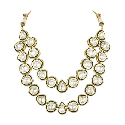 Moissanite Kundan Necklace & Earring Set - Auraa Trends - Necklaces - Auraa Trends - Moissanite Kundan Necklace & Earring Set