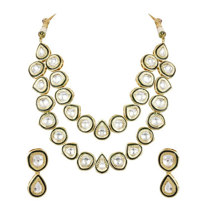 Moissanite Kundan Necklace & Earring Set - Auraa Trends - Necklaces - Auraa Trends - Moissanite Kundan Necklace & Earring Set