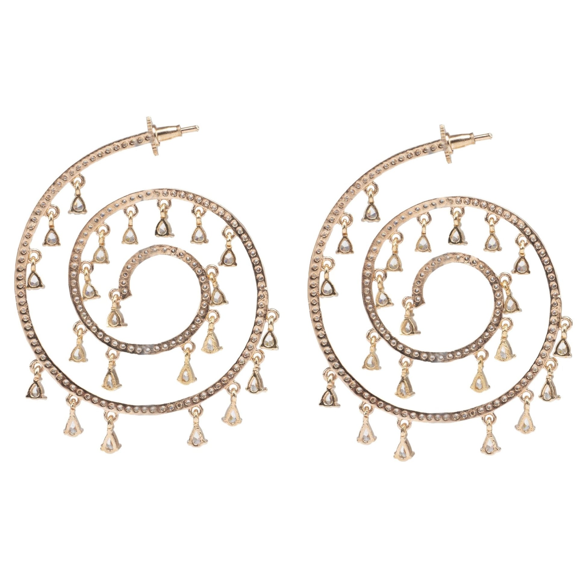 Moissanite Spiral Chandelier Earrings - Auraa Trends - Chandelier Earrings - # - Auraa Trends - Precious Spiral Earrings