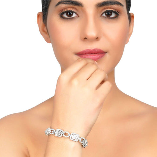 Moissanite Tennis Bracelet in Silver Finish - Auraa Trends - Bracelet - Moissanite Tennis Bracelet in Silver Finish