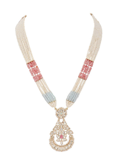 Multi-Strand Beaded Necklace with Antique Pendant & Matching Earrings - Auraa Trends - Necklace Set - Necklace Necklace sets