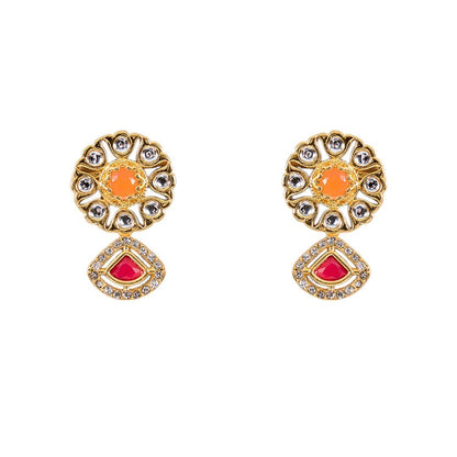 Multicolor Kundan Bridal Choker Necklace Set with Matching Earrings - Auraa Trends - Choker - Multicolor Kundan Bridal Choker