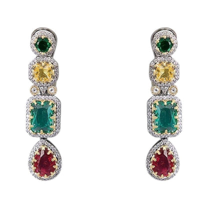 Multicolor Kundan Polki Choker Necklace Set with Matching Earrings for Women - Auraa Trends - Necklace Set -  - Auraa Trends - "Model wearing multicolor kundan polki choker necklace set with matching earrings - Traditional Indian bridal jewelry"