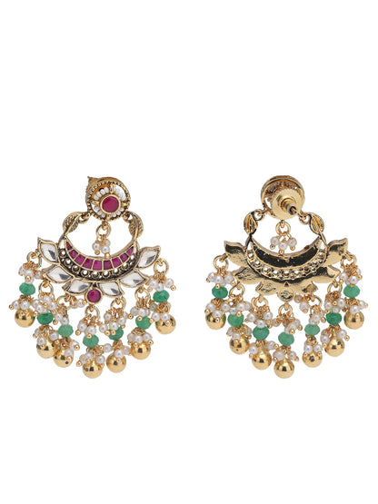 Multicolor Temple Crystal Necklace Set for Women - Auraa Trends - Necklace Set - Multicolor Temple Crystal Necklace Set