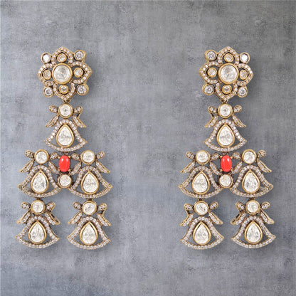 Multicoloured Heritage Polki Layered Necklace Set - Auraa Trends - necklace - # - Auraa Trends - Multicoloured Heritage Polki Layered Necklace Set