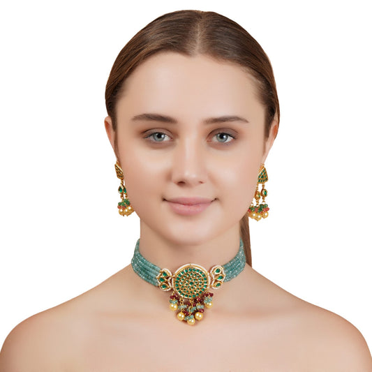 Necklace Set Crowned Kundan - Auraa Trends - Necklaces - # - Auraa Trends - Crowned Kundan Necklace Set