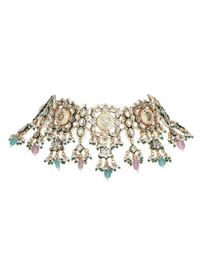 Necklace Set Radiant 22KT Gold Plated Kundan Pink - Auraa Trends - Necklaces - Necklace Set Radiant 22KT Gold Plated Kundan