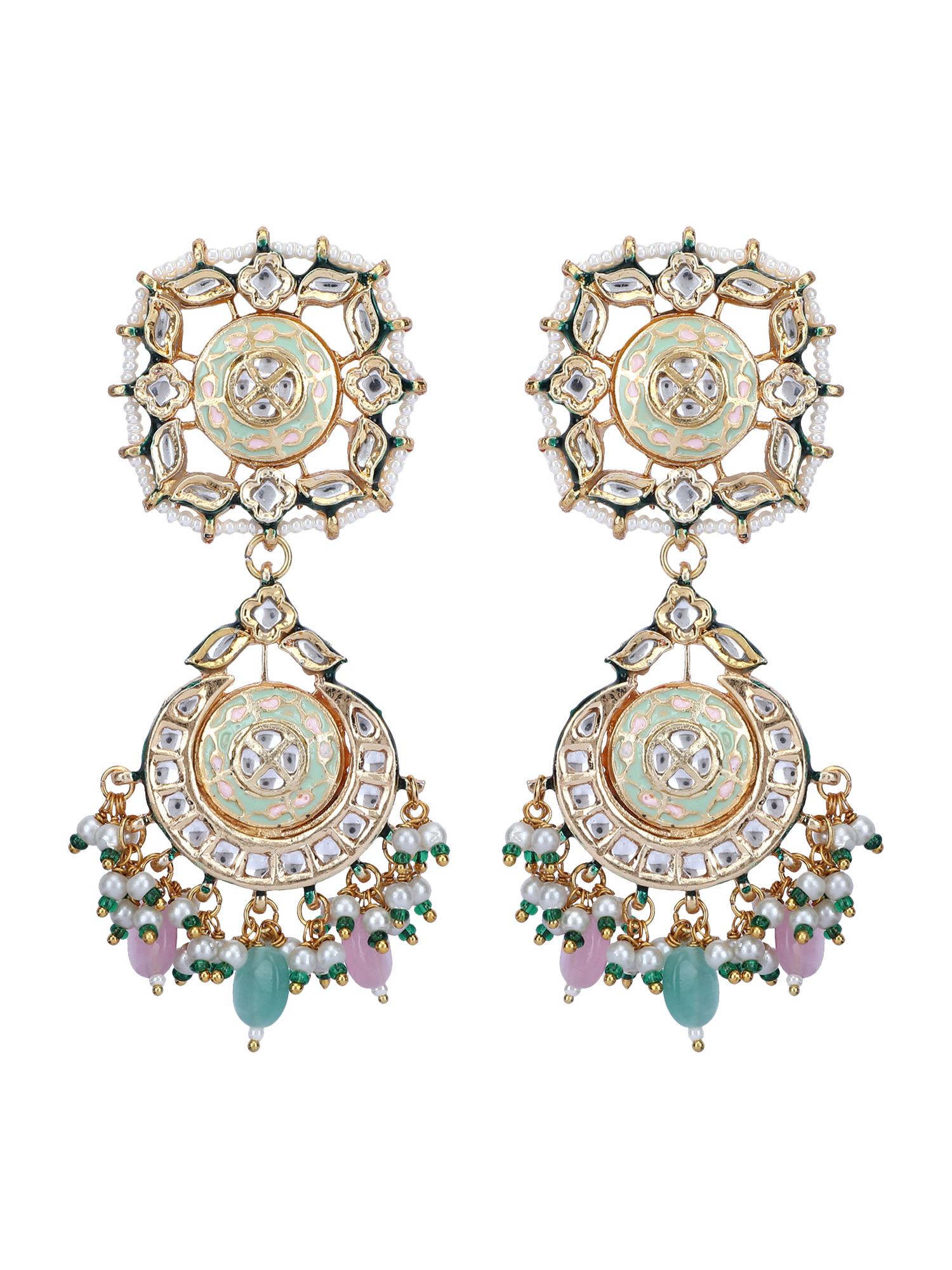 Necklace Set Radiant 22KT Gold Plated Kundan Pink - Auraa Trends - Necklaces - Necklace Set Radiant 22KT Gold Plated Kundan