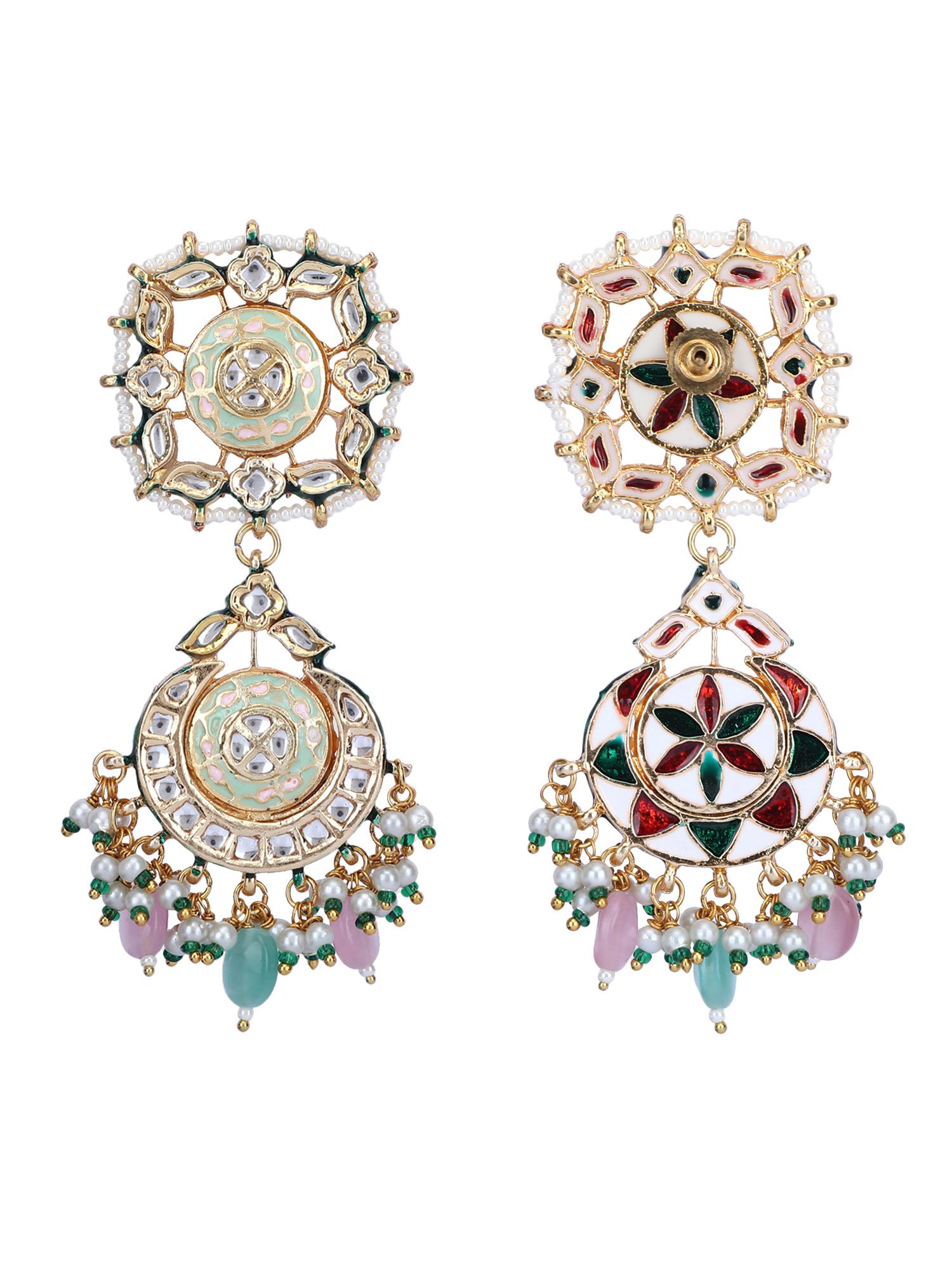 Necklace Set Radiant 22KT Gold Plated Kundan Pink - Auraa Trends - Necklaces - Necklace Set Radiant 22KT Gold Plated Kundan