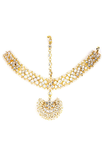 Noble Gold Plated Kundan Mathapatti - Auraa Trends - Mathapati - # - Auraa Trends - Noble Gold Plated Kundan Mathapatti