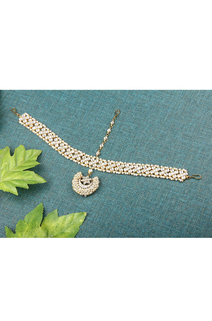 Noble Gold Plated Kundan Mathapatti - Auraa Trends - Mathapati - # - Auraa Trends - Noble Gold Plated Kundan Mathapatti