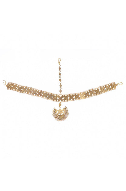 Noble Gold Plated Kundan Mathapatti - Auraa Trends - Mathapati - # - Auraa Trends - Noble Gold Plated Kundan Mathapatti