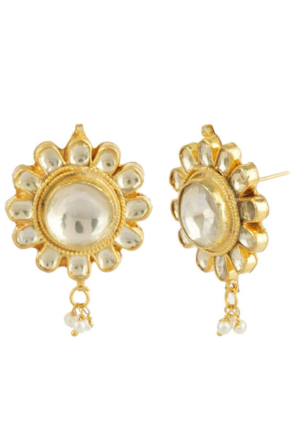 Noble Gold Plated Kundan Necklace Set - Auraa Trends - Necklaces - # - Auraa Trends - Noble Gold Plated Kundan Necklace Set