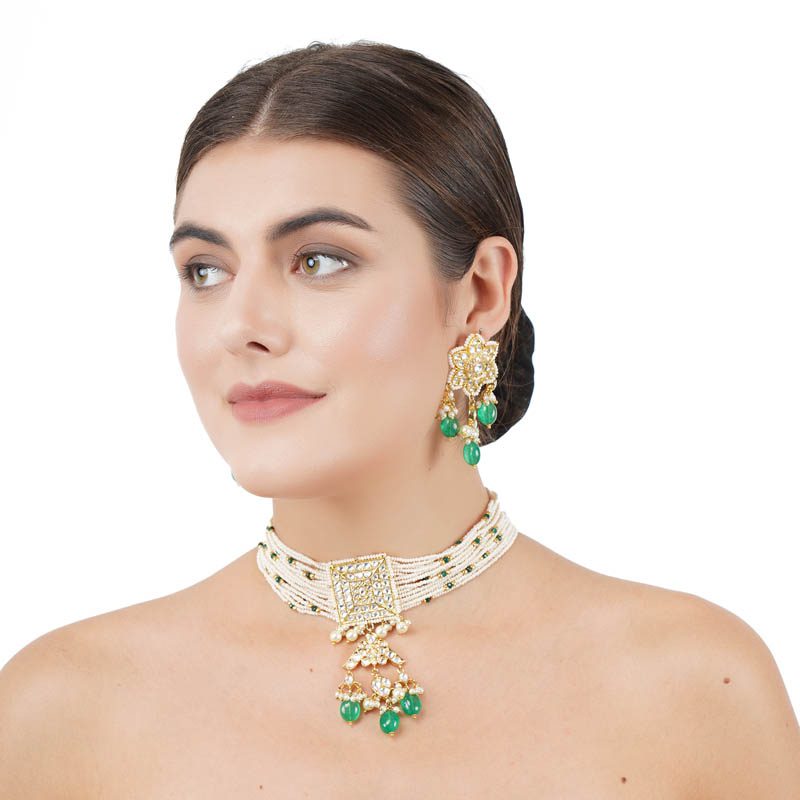Pearl Choker Necklace Set For Women And Girls - Auraa Trends - Choker  Trends - Pearl Choker Necklace Set For Women And Girls