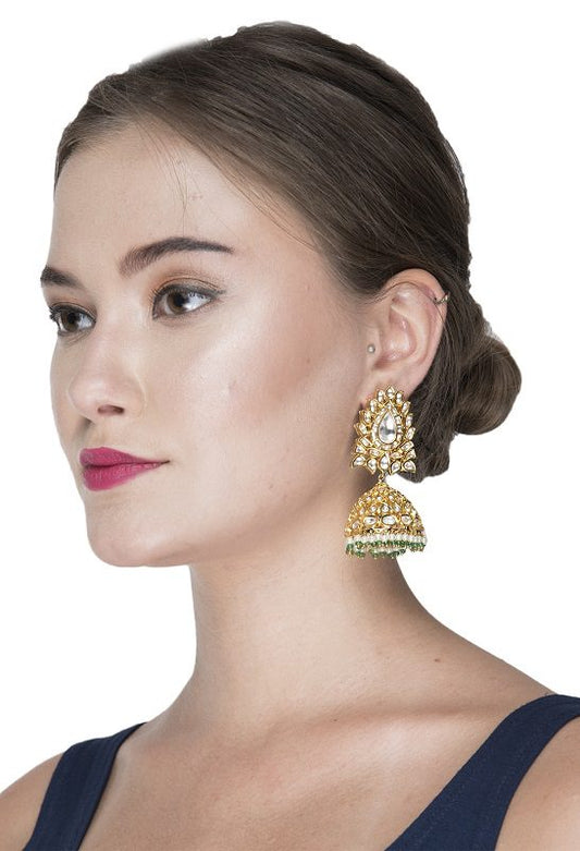 Pearl Drops Kundan Jhumka - Auraa Trends - Jhumka - # - Auraa Trends - Pearl Drops Kundan Jhumka