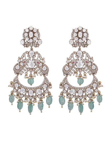 Polki & Green Jade Earrings - Auraa Trends - Earring Set - # - Auraa Trends - Polki & Green Jade Earrings