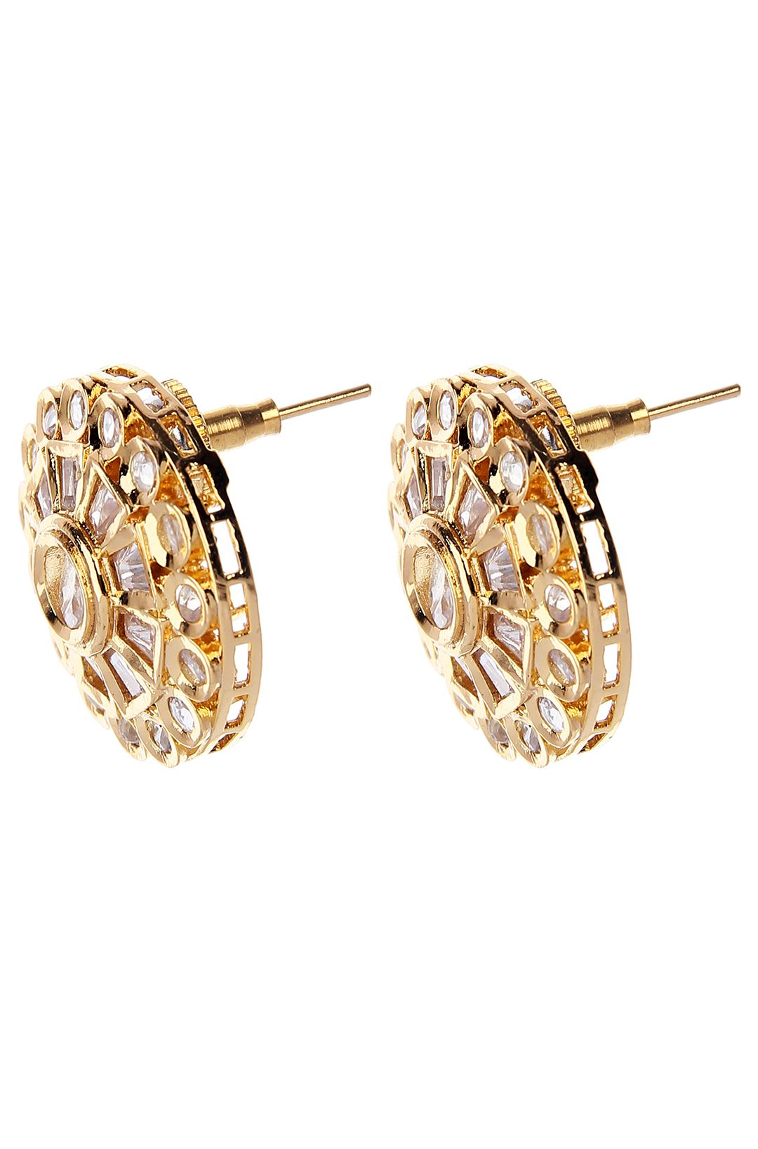Precious Gold Plated Kundan Stud Earrings - Auraa Trends - Studs - # - Auraa Trends - Precious Gold Plated Kundan Stud Earrings