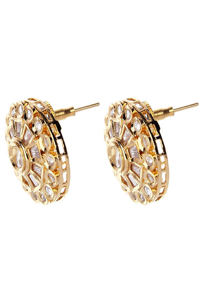 Precious Gold Plated Kundan Stud Earrings - Auraa Trends - Studs - # - Auraa Trends - Precious Gold Plated Kundan Stud Earrings