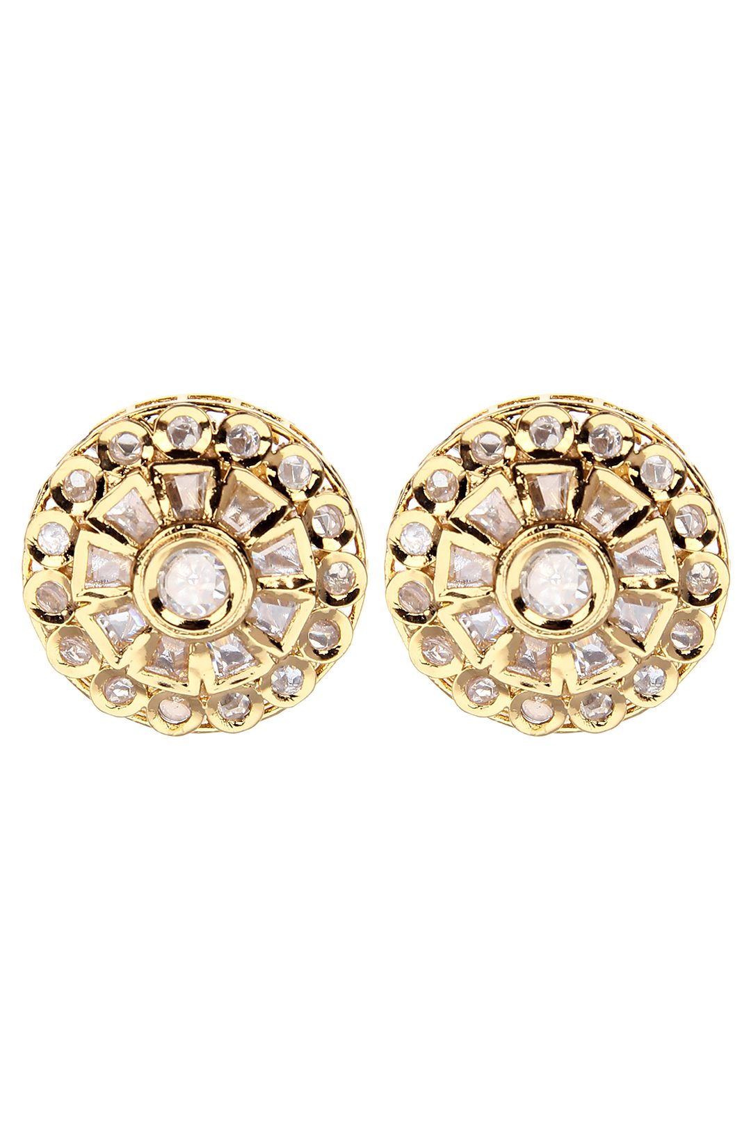 Precious Gold Plated Kundan Stud Earrings - Auraa Trends - Studs - # - Auraa Trends - Precious Gold Plated Kundan Stud Earrings