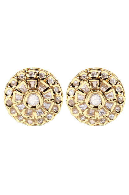 Precious Gold Plated Kundan Stud Earrings - Auraa Trends - Studs - # - Auraa Trends - Precious Gold Plated Kundan Stud Earrings