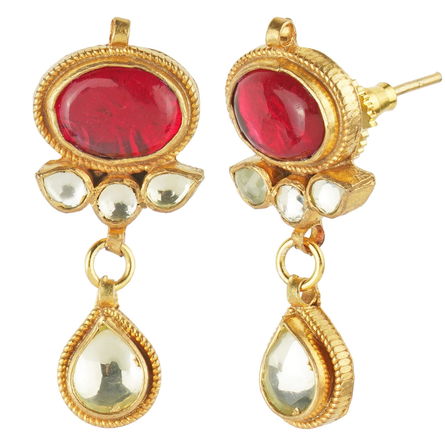 Pristine Choker Set with Red Semi Precious Stone - Auraa Trends - Necklaces Pristine Choker Set with Red Semi Precious Stone