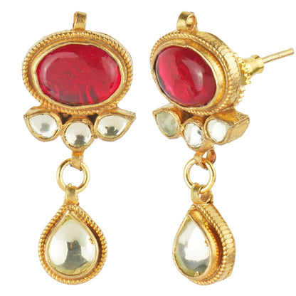 Pristine Choker Set with Red Semi Precious Stone - Auraa Trends - Necklaces Pristine Choker Set with Red Semi Precious Stone