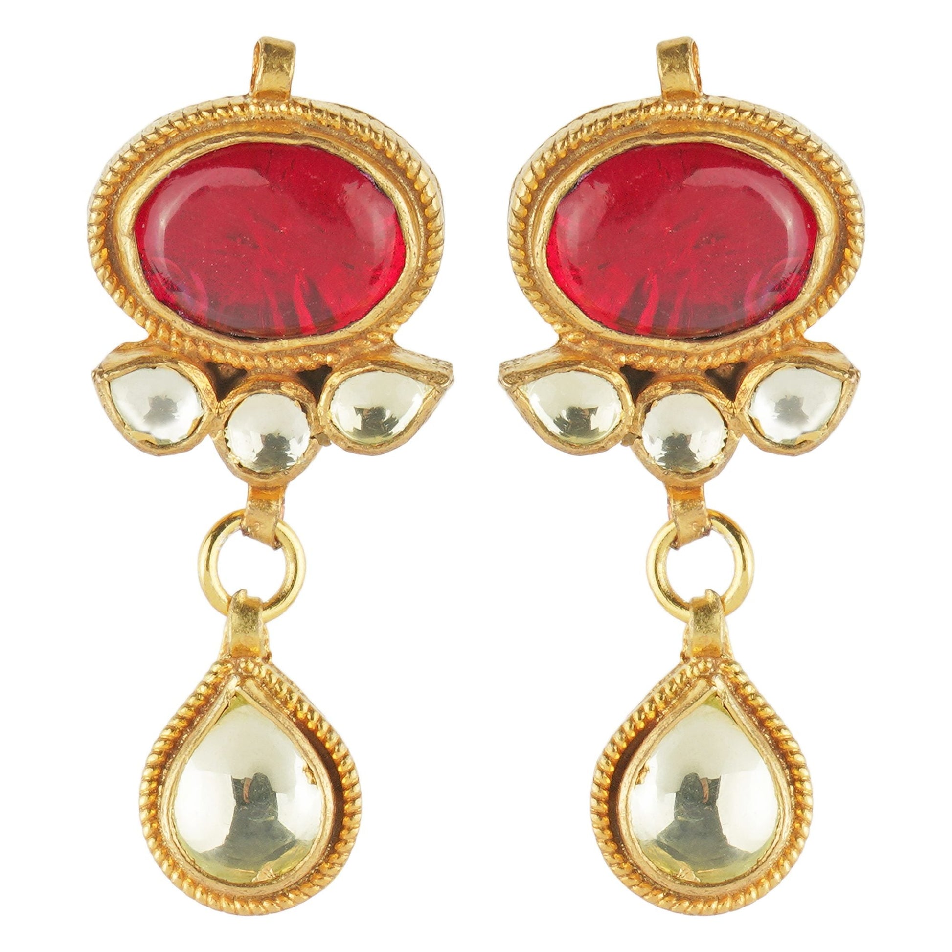 Pristine Choker Set with Red Semi Precious Stone - Auraa Trends - Necklaces Pristine Choker Set with Red Semi Precious Stone