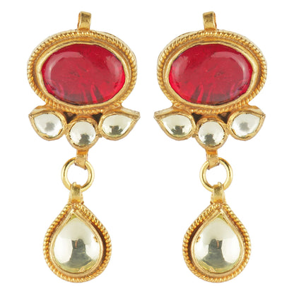 Pristine Choker Set with Red Semi Precious Stone - Auraa Trends - Necklaces Pristine Choker Set with Red Semi Precious Stone