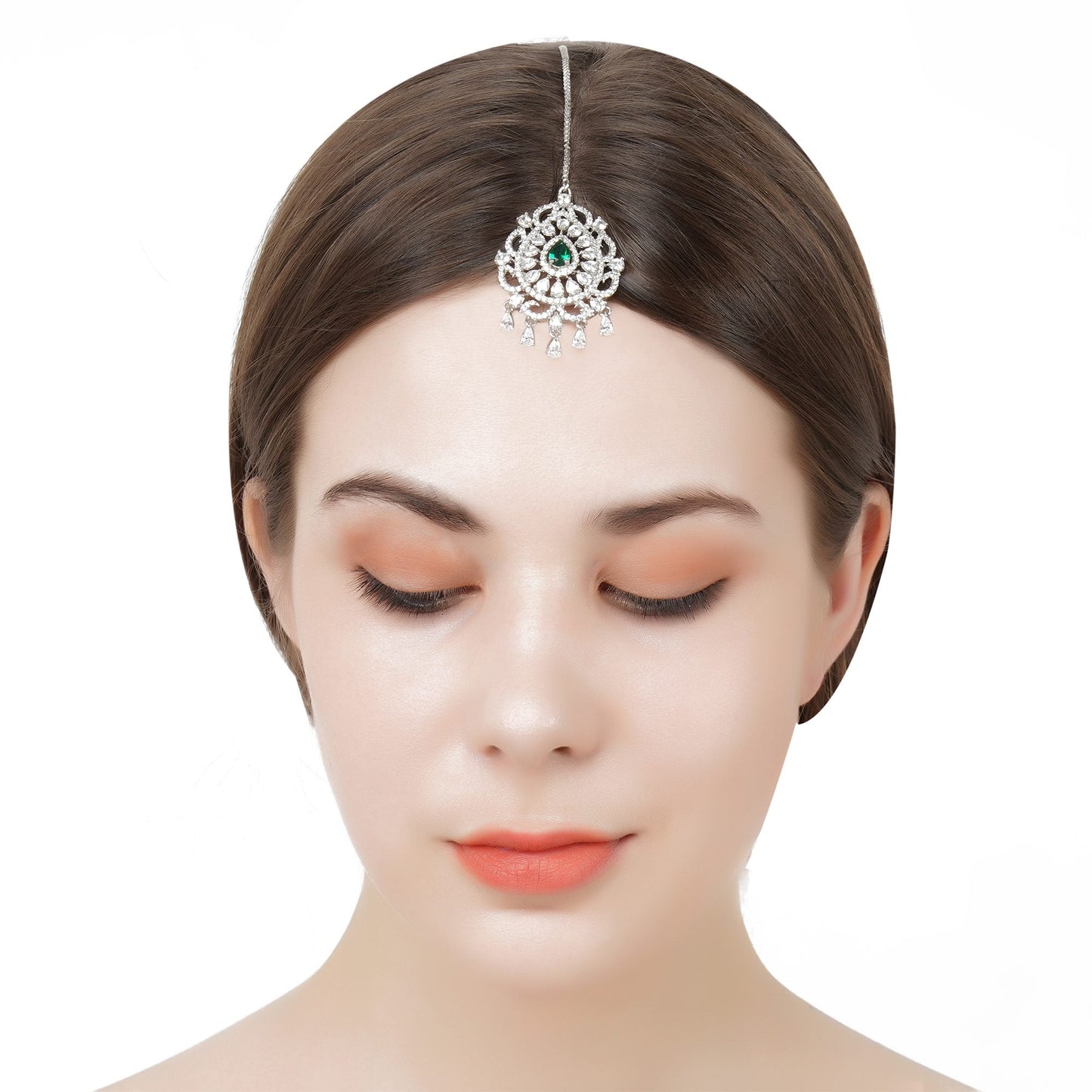Radiant Diamonte Maangtikka - Auraa Trends - Maangtika - # - Auraa Trends - Buy Diamonte Maangtika Online at Auraatrends