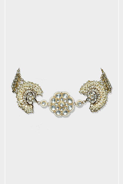 Refined Gold Plated Kundan Choker Necklace Set - Auraa Trends - Choker - Refined Gold Plated Kundan Choker Necklace Set