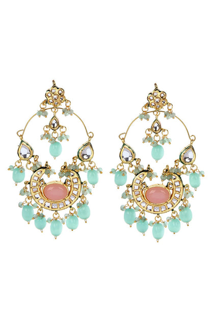 Regal Gold Plated Kundan Chandelier Earrings - Auraa Trends - Chandelier Earrings - Regal Gold Plated Kundan Chandelier