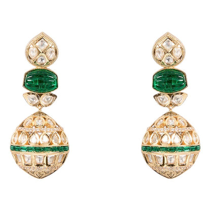 Resplendent Kundan Green Necklace Set with Jhumka Earrings. - Auraa Trends - necklace - # - Auraa Trends - Resplendent Kundan Green Necklace Set with Jhumka Earrings.