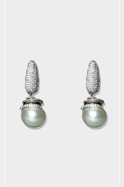 Rhodium Finish Diamond Drop Earrings - Auraa Trends - Drop - # - Auraa Trends - Rhodium Finish Diamond Drop Earrings