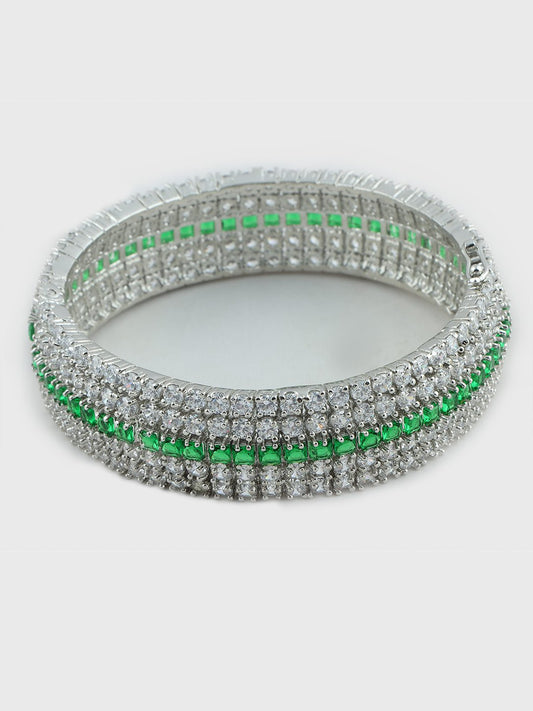 Rhodium - Plated American Diamond Bracelet - Auraa Trends - Bracelet - Rhodium - Plated American Diamond Bracelet
