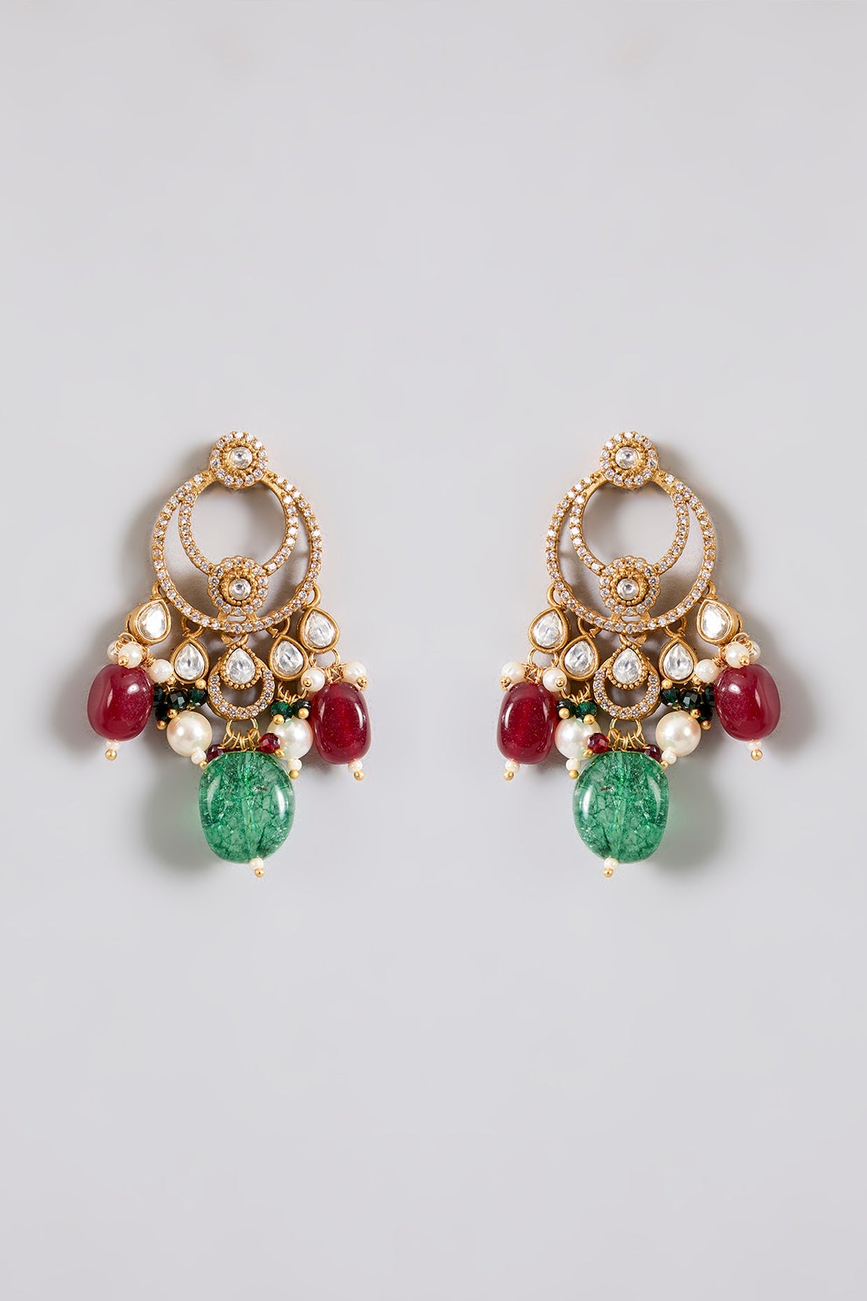 Royal Emerald &amp; Ruby Stone Bridal Choker Set, Auraa Trends heavy set Royal kundan jewelry set Polki stone choker necklace