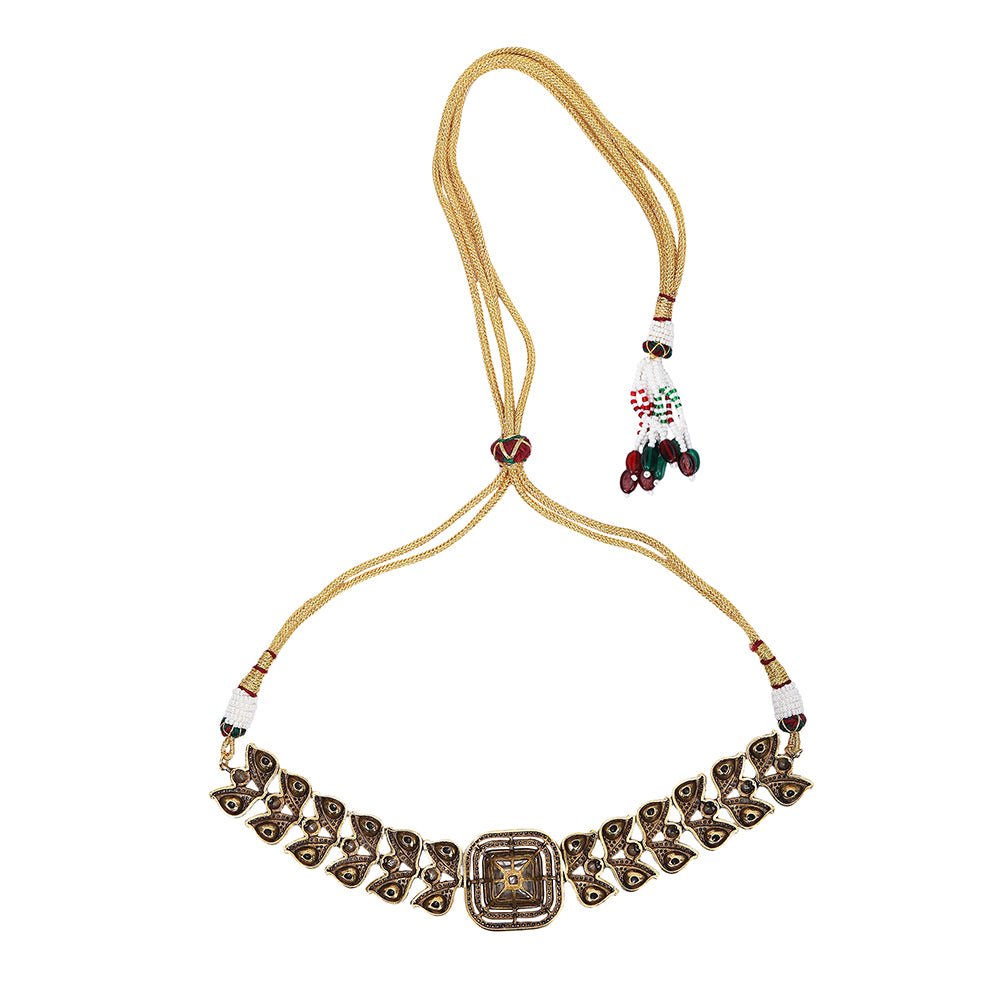 Royal Kundan Choker Set with Statement Earrings - Auraa Trends - Necklace Set - Choker Set with Statement Earrings