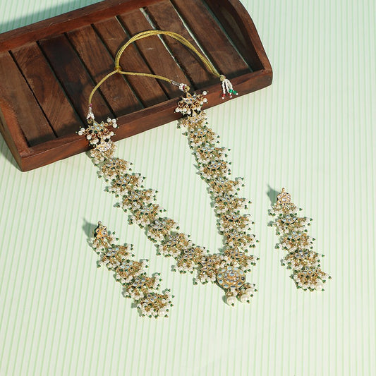 Royal Kundan & Pearl Bridal Necklace Set - Auraa Trends - Necklace Set - Royal Kundan & Pearl Bridal Necklace Set