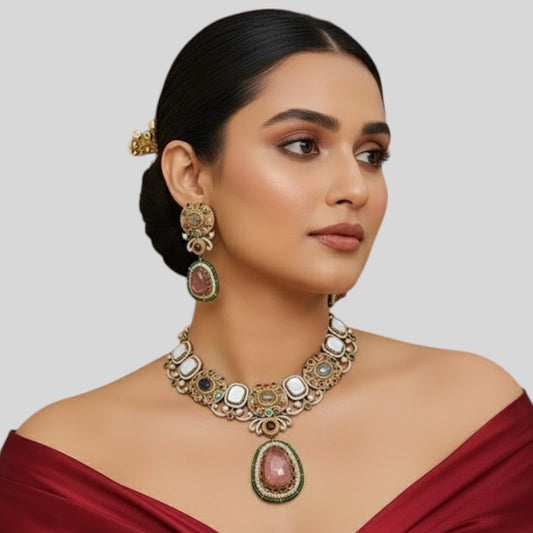 Royal Multicolor Kundan & Beaded Necklace Set