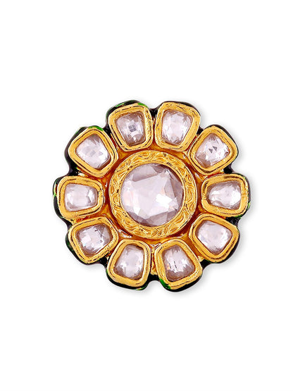Sparkling Gold Plated Kundan Ring - Auraa Trends - Rings - Festive festive45
