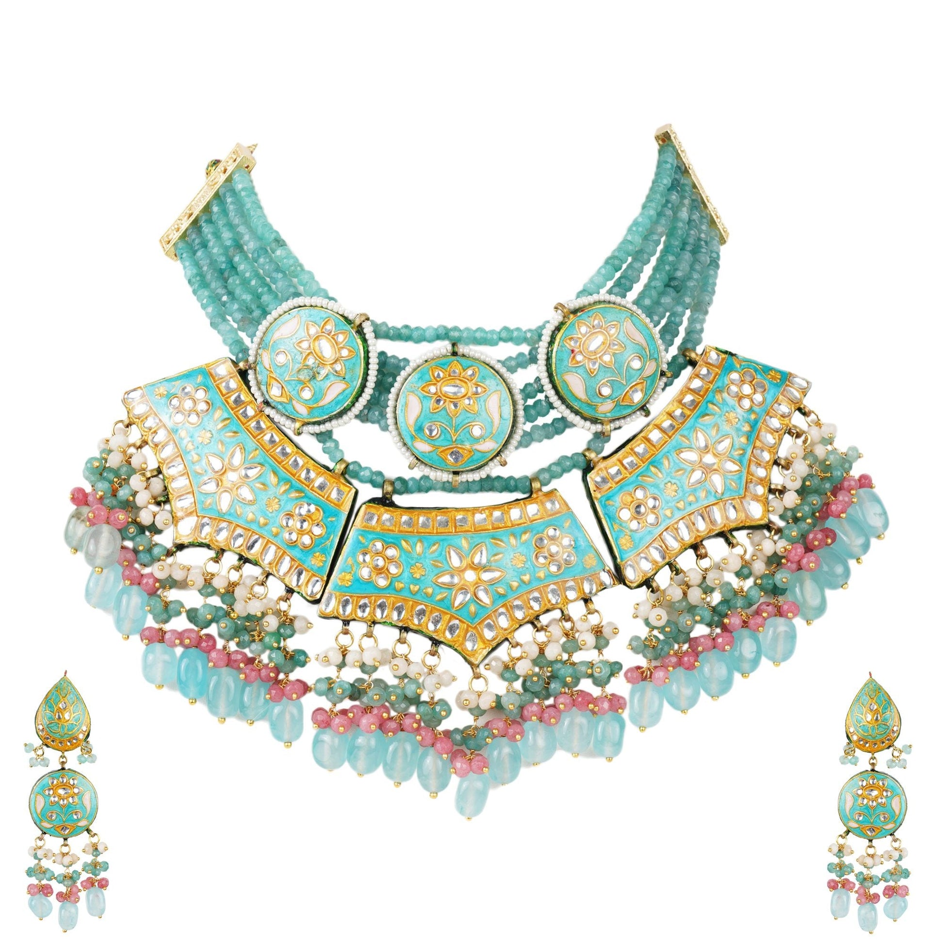 Splendid Kundan Necklace Set - Auraa Trends - Necklaces - # - Auraa Trends - Splendid Kundan Necklace Set