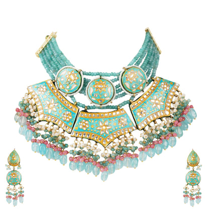 Splendid Kundan Necklace Set - Auraa Trends - Necklaces - # - Auraa Trends - Splendid Kundan Necklace Set