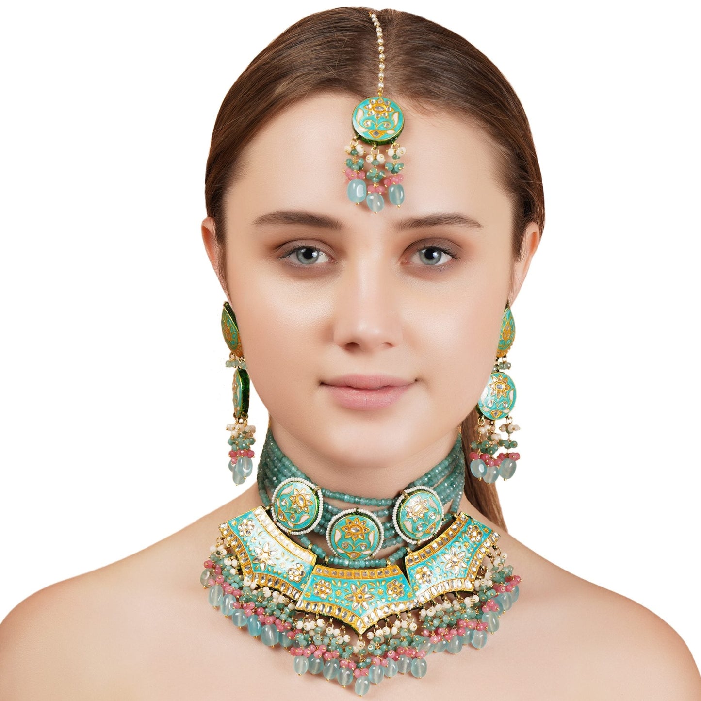 Splendid Kundan Necklace Set - Auraa Trends - Necklaces - # - Auraa Trends - Splendid Kundan Necklace Set